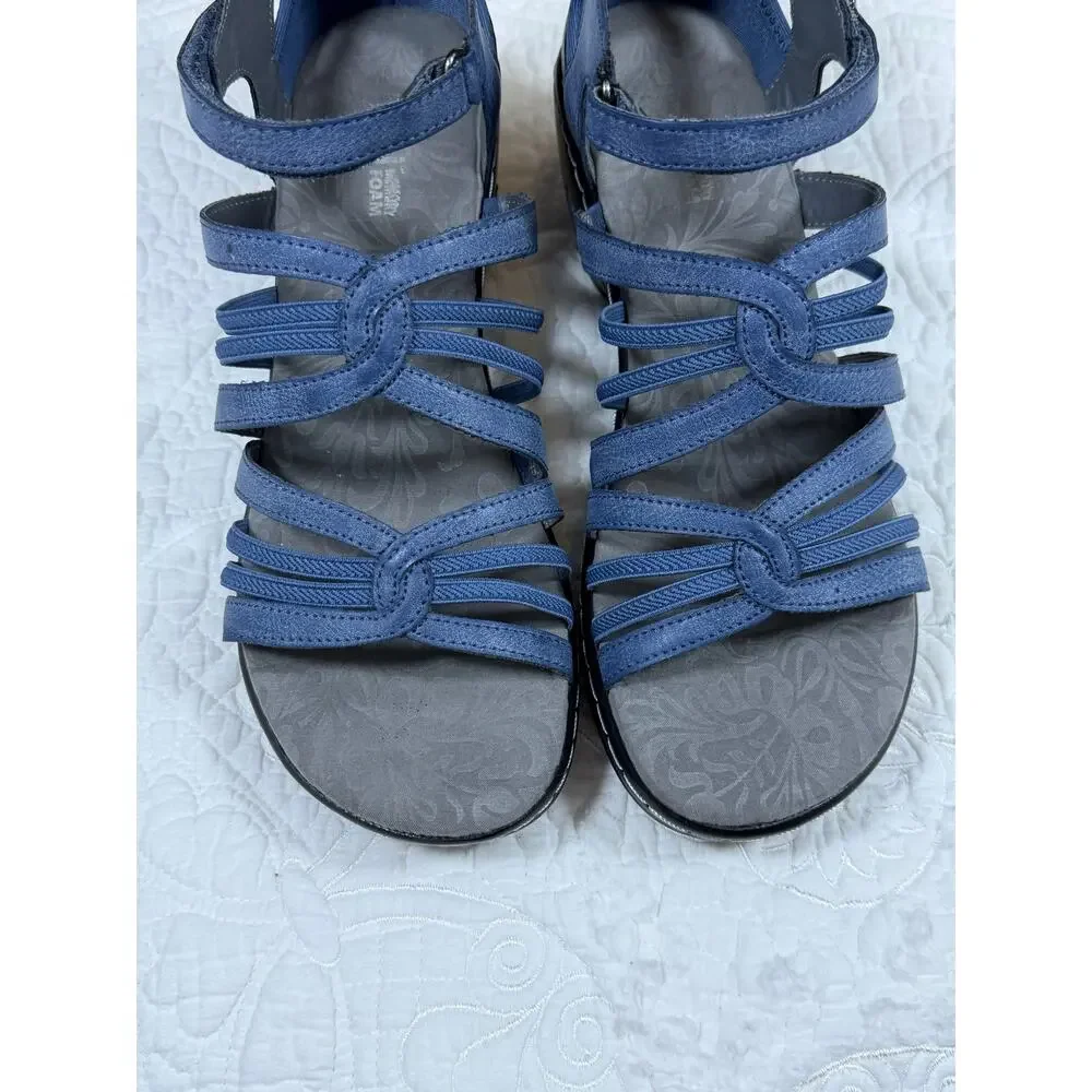 JBU by Jambu Women's 8M Blue Rosaline Strappy Comfort Wedge Sandals Casual Shoes